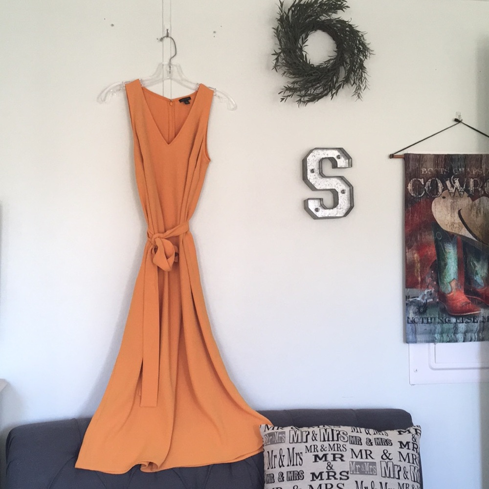 Ann Taylor orange ankle length dress